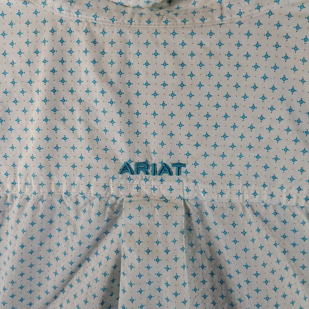 Ariat Kaine Classic Fit Shirt Mens XXL 2XL Geometric White Long Sleeve Button Up - Picture 9 of 12